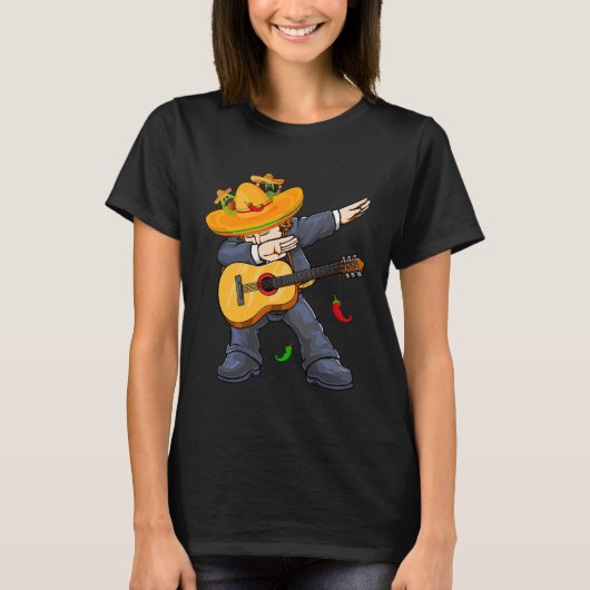 Dabbing Mexico Mariachi & Guitar Cinco De Mayo Boy T-shirt (Voorkant)