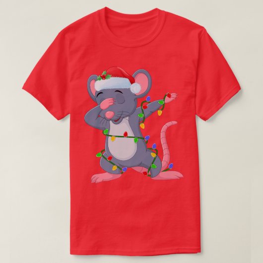 Dabbing Mouse Xmas licht Funny Santa Mouse Christu T-shirt (Design voorkant)