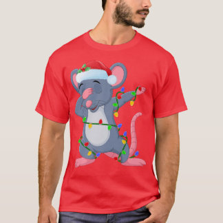 Dabbing Mouse Xmas licht Funny Santa Mouse Christu T-shirt