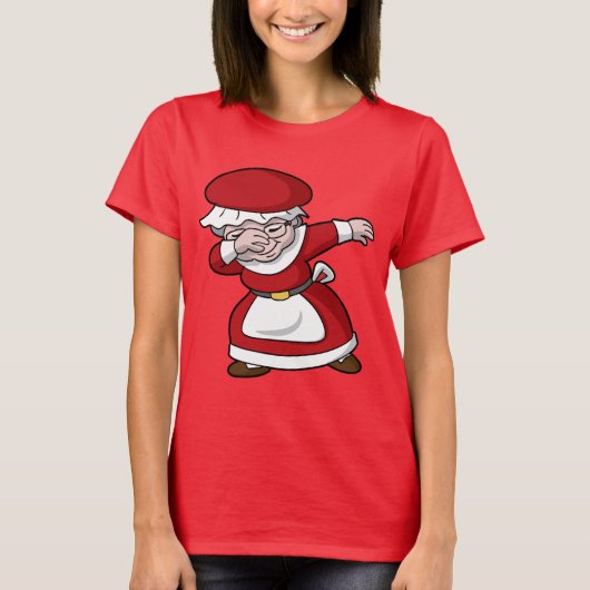 Dabbing Mrs Claus-kerstdag T-shirt (Voorkant)