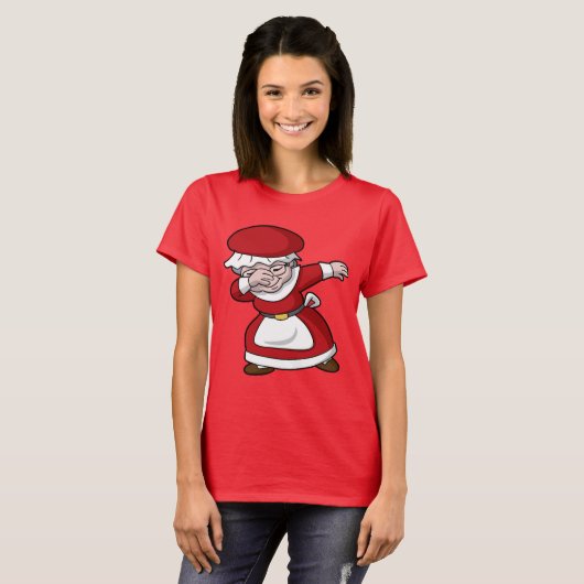 Dabbing Mrs Claus-kerstdag T-shirt (Voorkant volledig)