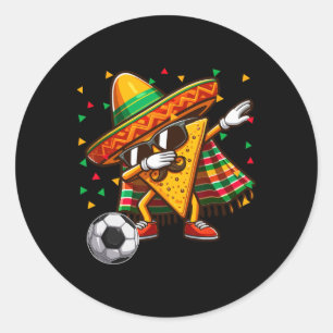 Dabbing Nacho Sungles voetbal spelen Cinco De Mayo Ronde Sticker
