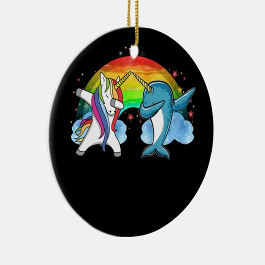 Dabbing Narwhal Unicorn Dab Dance Keramisch Ornament (Rechts)