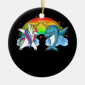 Dabbing Narwhal Unicorn Dab Dance Keramisch Ornament (Voorkant)