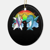 Dabbing Narwhal Unicorn Dab Dance Keramisch Ornament (Links)