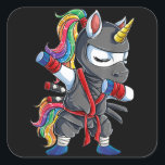 Dabbing Ninja Unicorn Vierkante Sticker<br><div class="desc">Dabbing Ninja Unicorn</div>