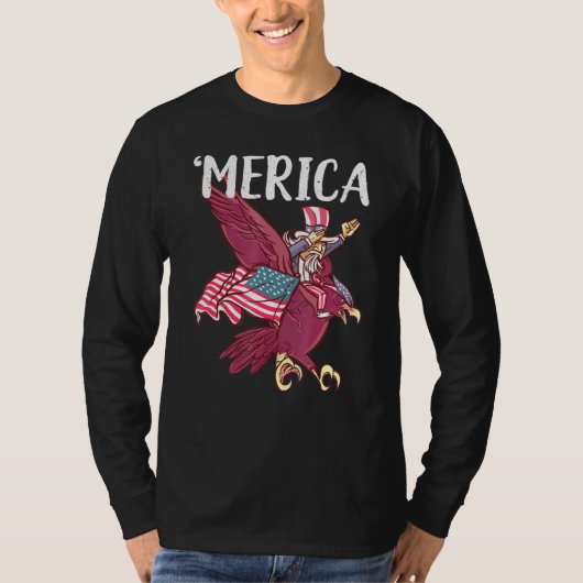 Dabbing ome Sam Riding Eagle Merica 4 juli T-shirt (Voorkant)