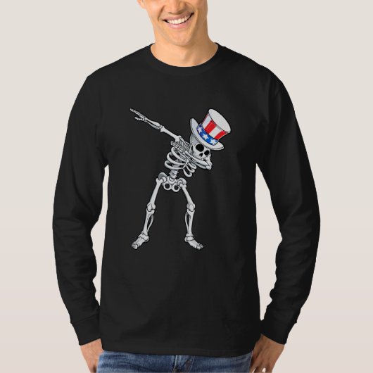 Dabbing ome Sam Skeleton 4 juli T-shirt (Voorkant)