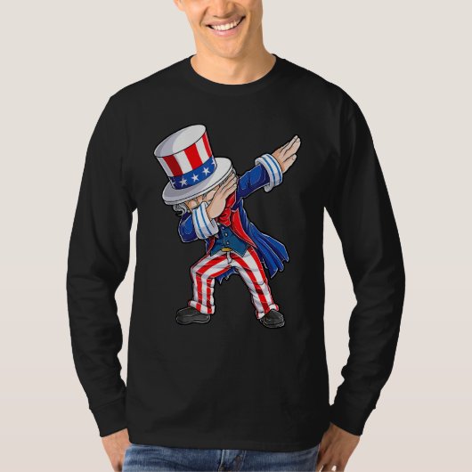 Dabbing oom Sam 4 juli Kinder jongens Mannen T-shirt (Voorkant)