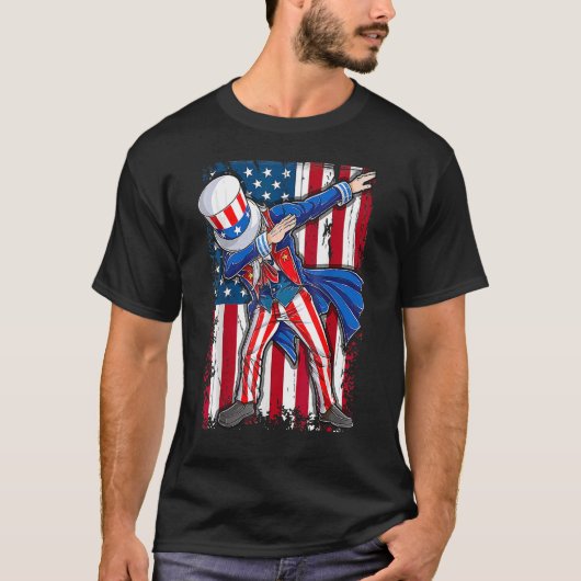 Dabbing oom Sam 4 juli Mannen Kinder jongens 1 T-shirt (Voorkant)