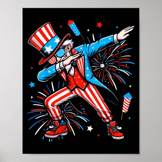 Dabbing Oom Sam Onafhankelijkheidsdag Amerikaanse Poster (Voorkant)
