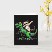 Dabbing Oosterse Korthaar op Xmas Lights Dinosauru Kaart (Gele Bloem)