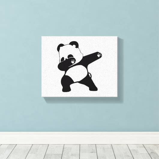 Dabbing Panda, Funny Panda dab dans Canvas Afdruk (Insitu (Houten vloer))