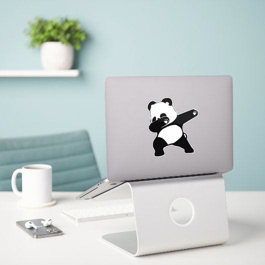 Dabbing Panda, Grappige Panda dab dans Sticker (Laptop op bureau)