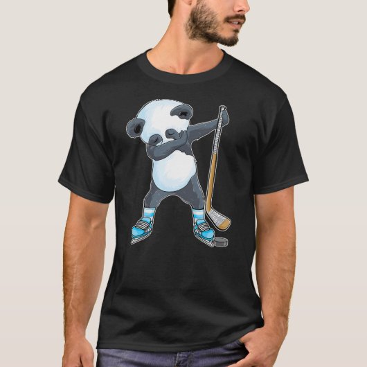 Dabbing panda Ice Hockey panda Kids Boys funny ice T-shirt (Voorkant)