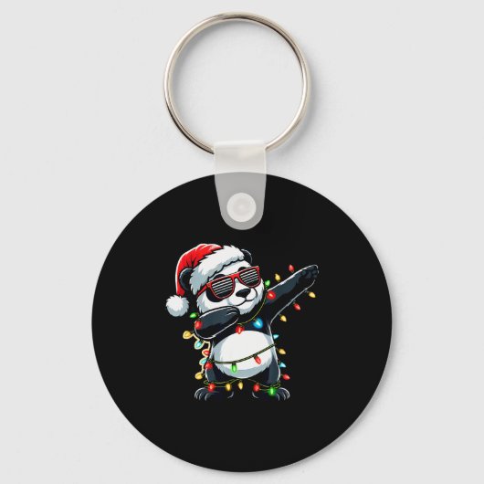 Dabbing Panda Kerstmis Voor Kinderen Jongens Meisj Sleutelhanger (Voorkant)