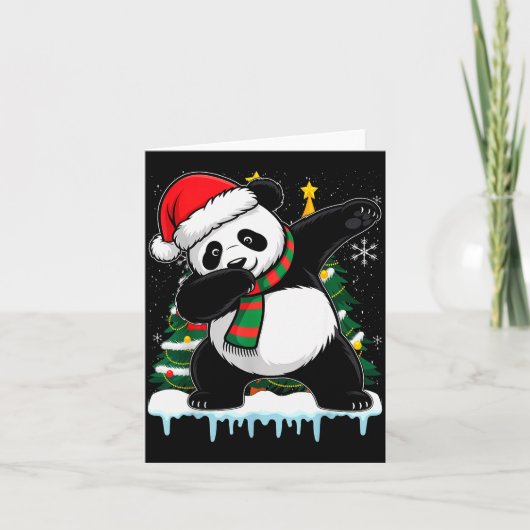 Dabbing Panda Santa Christmas Kids Boys Men Xmas B Kaart (Voorkant)