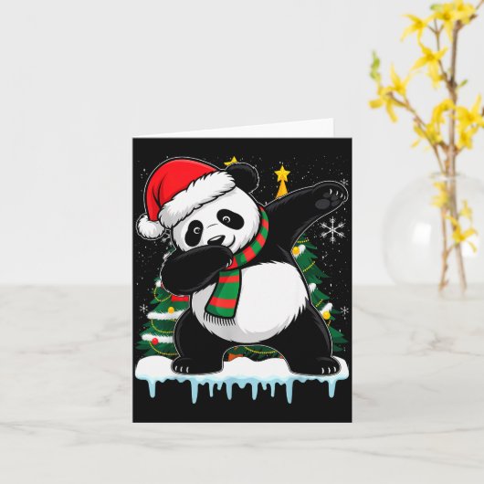 Dabbing Panda Santa Christmas Kids Boys Men Xmas B Kaart (Gele Bloem)