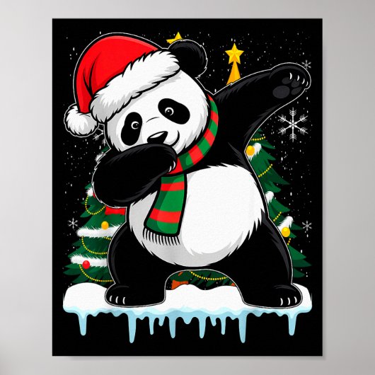 Dabbing Panda Santa Christmas Kids Boys Men Xmas B Poster (Voorkant)