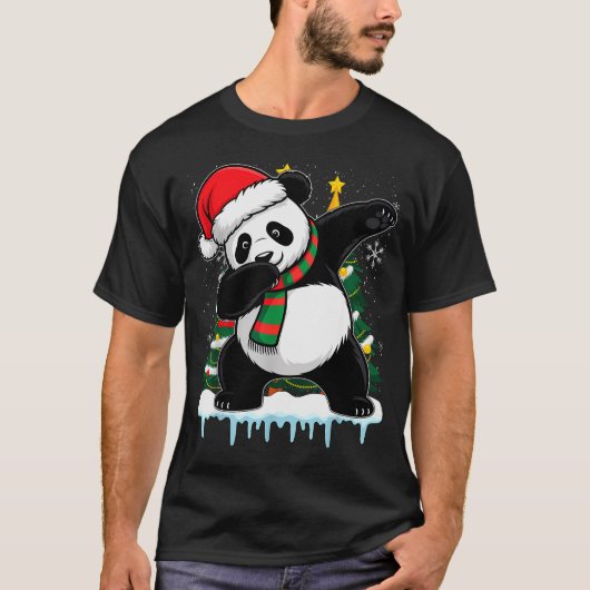 Dabbing Panda Santa Christmas Kids Boys Men Xmas B T-shirt (Voorkant)