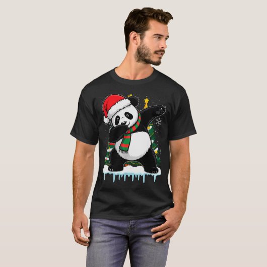 Dabbing Panda Santa Christmas Kids Boys Men Xmas B T-shirt (Voorkant volledig)