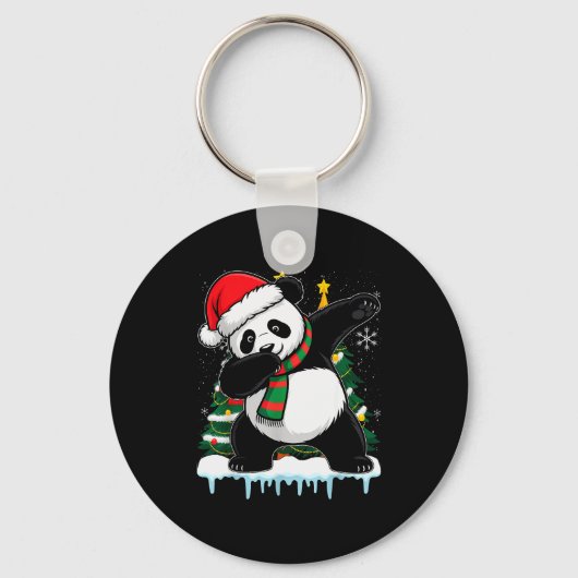 Dabbing Panda Sinterklaas Kerst Kinderen Jongens M Sleutelhanger (Voorkant)
