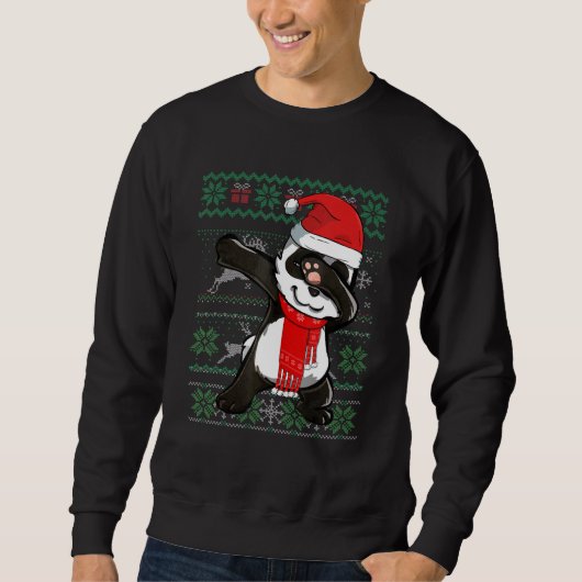 Dabbing Panda Ugly KerstSweater Funny Party C Trui (Voorkant)