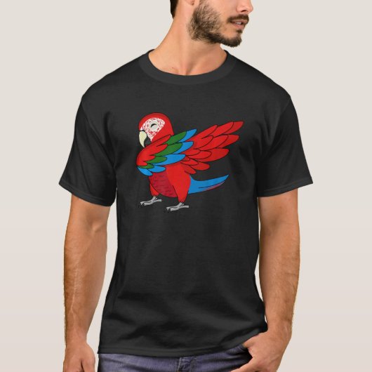 Dabbing Parrot I Green winging Macaw T-shirt (Voorkant)