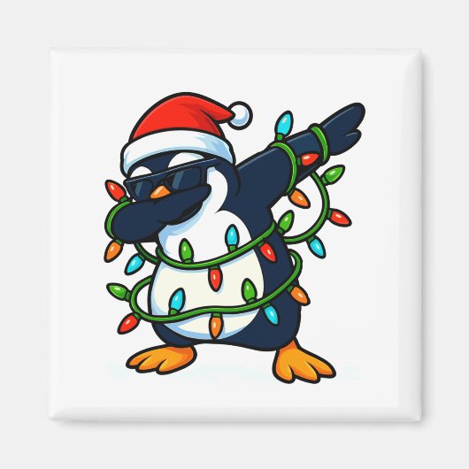 Dabbing Penguin Christmas Girls Xmas Lights Boys C Magneet (Voorkant)