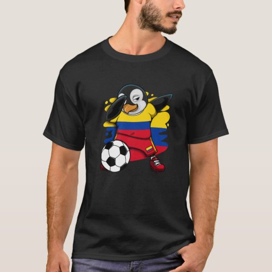 Dabbing Penguin Colombia Soccer Fans Jersey Footba T-shirt (Voorkant)