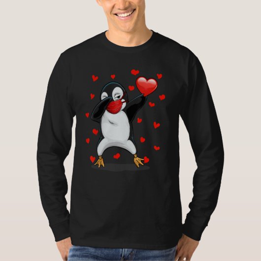 Dabbing Penguin Face Mask Dab Dance Funny Valentin T-shirt (Voorkant)