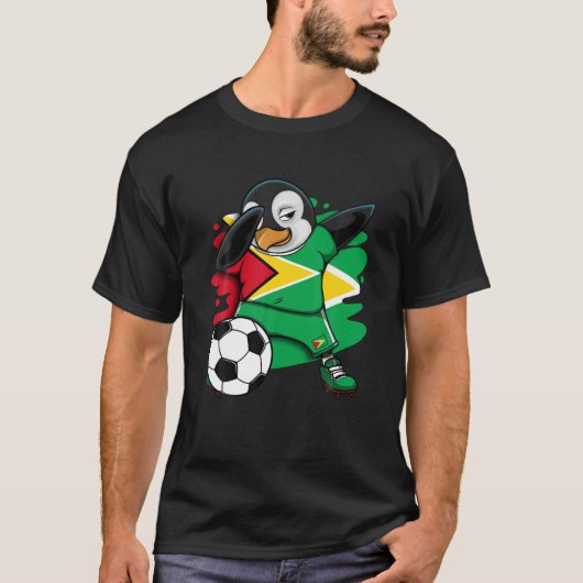 Dabbing Penguin Guyana Soccer Fans Jersey Flag Foo T-shirt (Voorkant)
