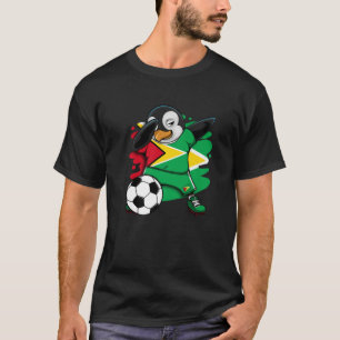 Dabbing Penguin Guyana Soccer Fans Jersey Flag Foo T-shirt