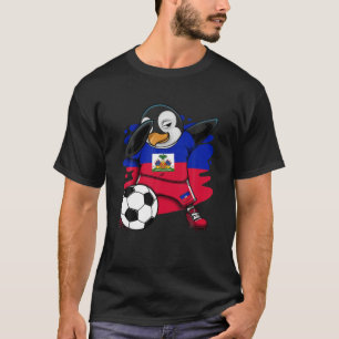 Dabbing Penguin Haiti Soccer Fans Jersey Flag Foot T-shirt