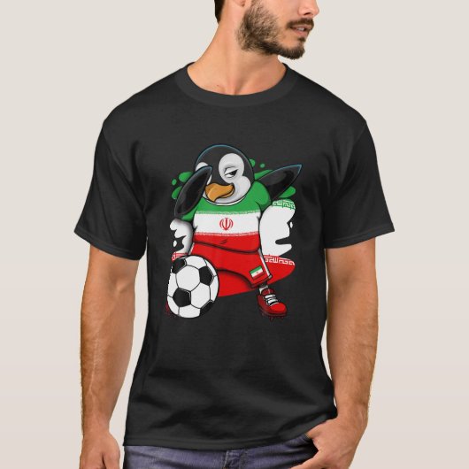Dabbing Penguin Iran Soccer Fans Jersey Football L T-shirt (Voorkant)