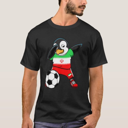 Dabbing Penguin Iran Soccer Fans Jersey Football S T-shirt (Voorkant)