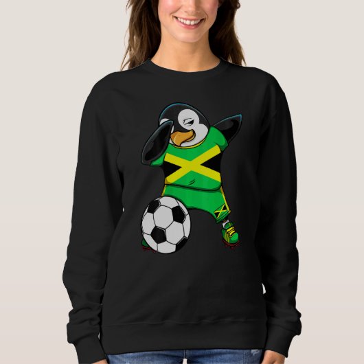 Dabbing Penguin Jamaica Soccer Fans Jersey Footbal Trui (Voorkant)