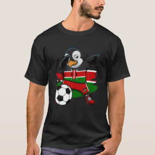Dabbing Penguin Kenya Soccer Fans Jersey Flag Foot T-shirt
