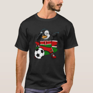 Dabbing Penguin Kenya Soccer Fans Jersey Flag Foot T-shirt
