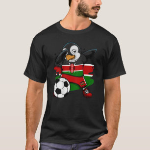 Dabbing Penguin Kenya Soccer Fans Jersey Flag Foot T-shirt
