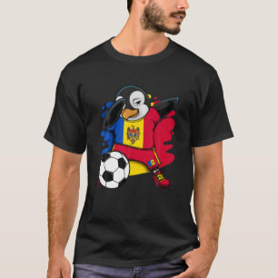 Dabbing Penguin Moldova Soccer Fans Jersey Footbal T-shirt