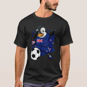 Dabbing Penguin New Zealand Soccer Fan Jersey Foot T-shirt