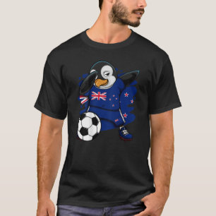 Dabbing Penguin New Zealand Soccer Fan Jersey Foot T-shirt