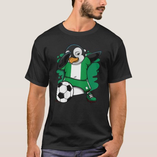 Dabbing Penguin Nigeria Voetbal T-shirt (Voorkant)