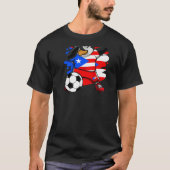 Dabbing Penguin Puerto Rico Soccer Fan Jersey Foot T-shirt (Voorkant)