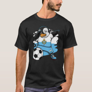 Dabbing Penguin San Marino Soccer Fans Jersey Foot T-shirt