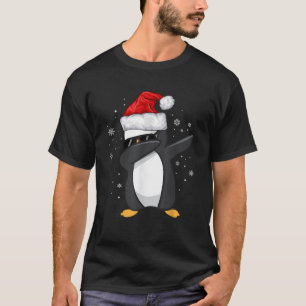 Dabbing Penguin Santa Hat Xmas Pajama Funny Christ T-shirt