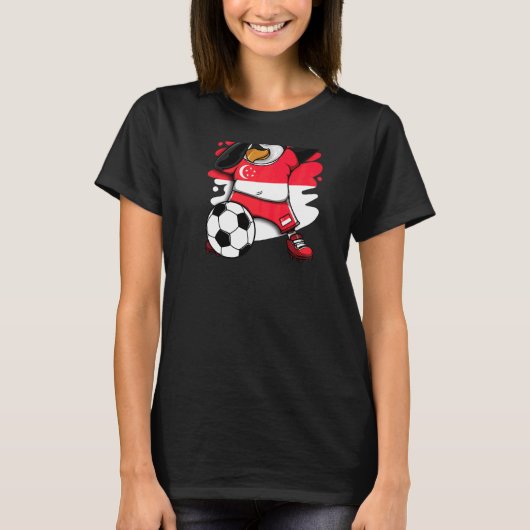 Dabbing Penguin Singapore Soccer Fans Jersey Footb T-shirt (Voorkant)