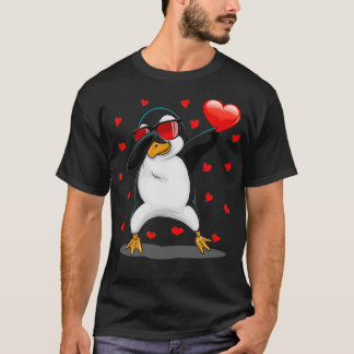 Dabbing Penguin Sunglazen Valentijnsdag Heart T-shirt