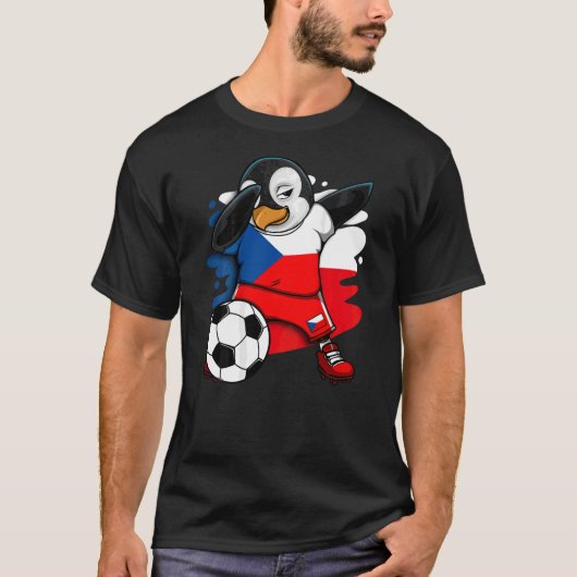 Dabbing Penguin Tsjechië Soccer Fans Jersey T-shirt (Voorkant)